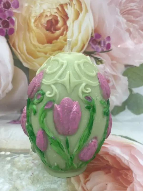 Vonná sviečka Vajíčko s tulipánmi - Image 2